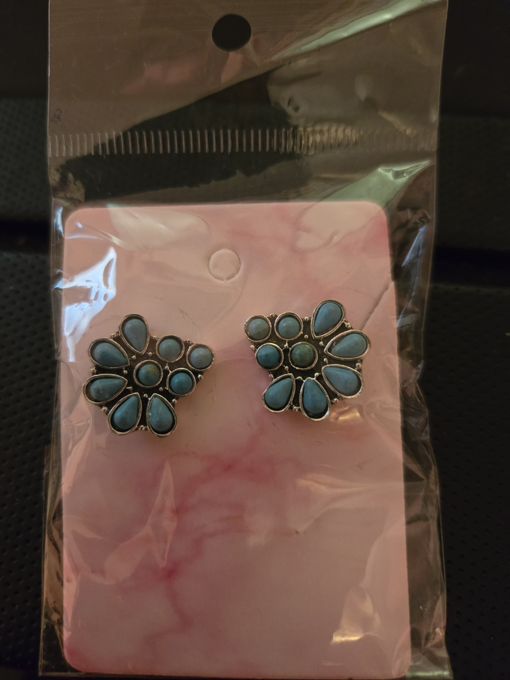 Turquoise Floral Cluster Stud Earrings - Women Jewelry
